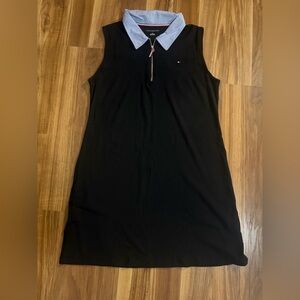 Tommy Hilfiger Black Sleeveless Polo Dress with Light Blue Collar